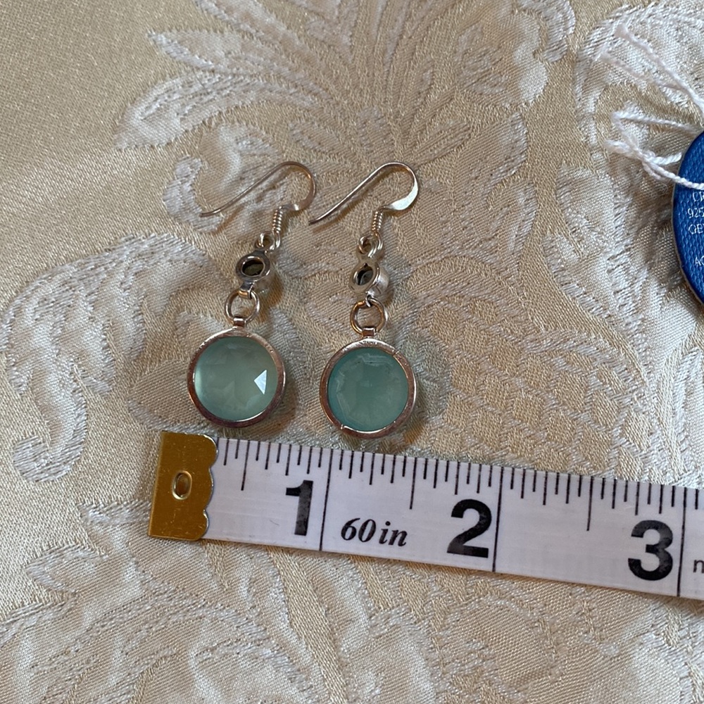 New Aqua chalcedony, blue topaz & sterling silver earrings - Picture 3 of 4
